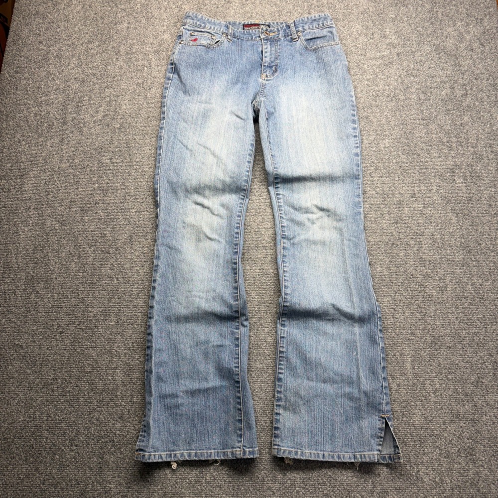 Aeropostale Cotton Goods Flare Jeans Light Wash Side Slit Y2K Denim Womens 7/8R
